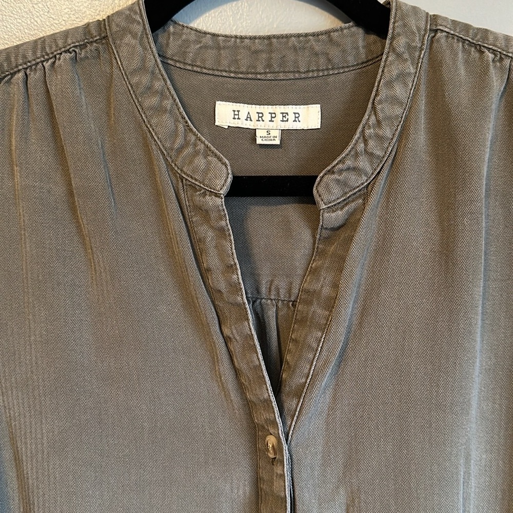 Army Green Peplum Button Down - Picture 5 of 7